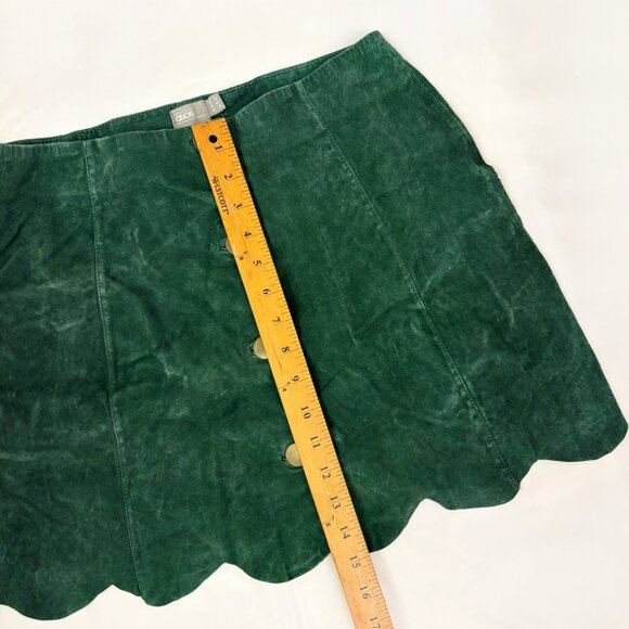 ASOS Forest green suede front button skirt with scalloped hem size US 10 - Picture 4 of 7